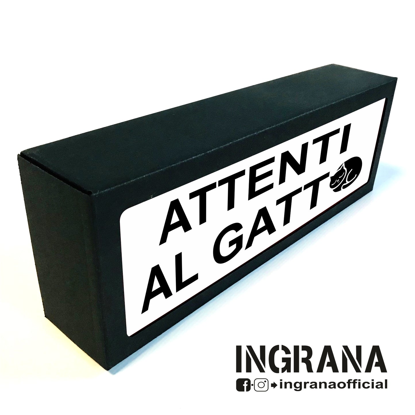Insegna luminosa "ATTENTI AL GATTO"