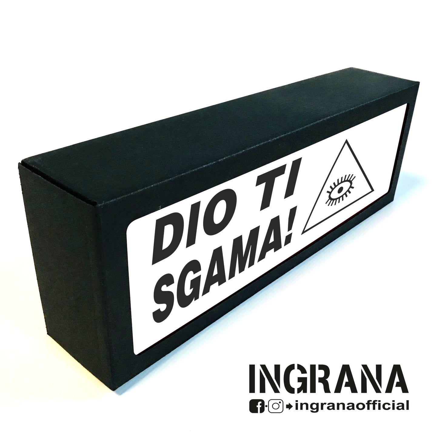 Insegna luminosa "DIO TI SGAMA"
