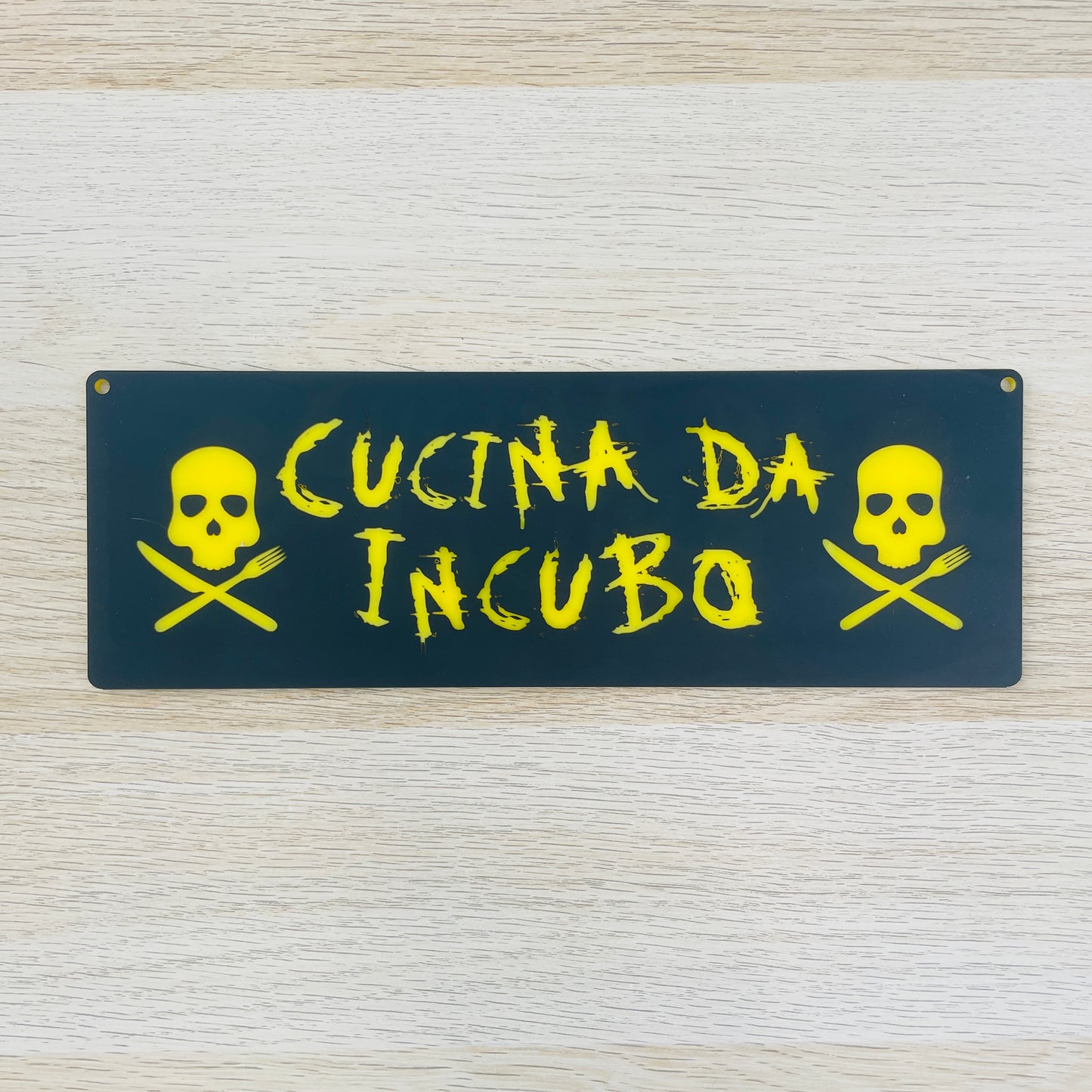 Targa in plexiglass "CUCINA DA INCUBO", vari colori