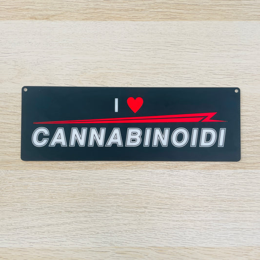 Targa in plexiglass "I LOVE CANNABINOIDI"