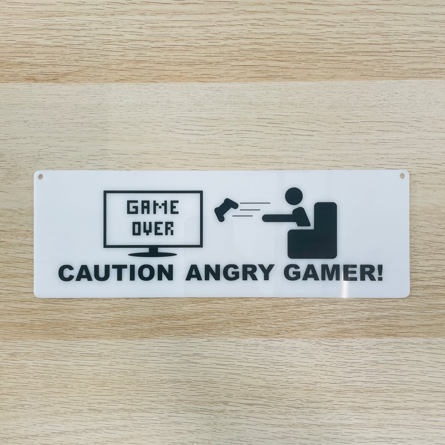 Targa in plexiglass "Caution angry gamer", vari colori