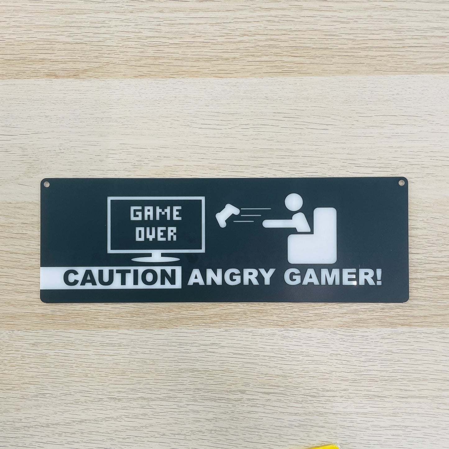 Targa in plexiglass "Caution angry gamer", vari colori
