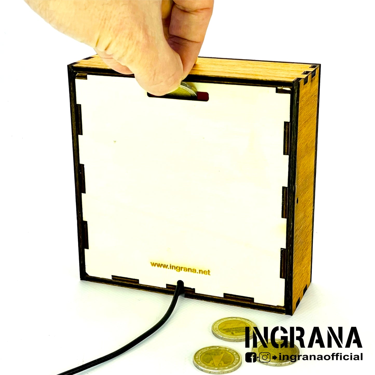 Insegna luminosa e salvadanaio "Quadra"
